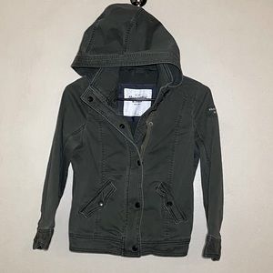 Abercrombie and Fitch Army Green Hooded Jacket Women Size Large